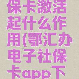 鄂汇办社保卡激活起什么作用(鄂汇办电子社保卡app下载)