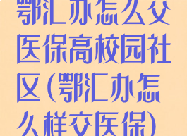 鄂汇办怎么交医保高校园社区(鄂汇办怎么样交医保)