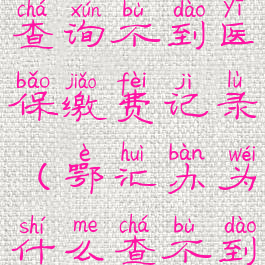 鄂汇办怎么查询不到医保缴费记录(鄂汇办为什么查不到缴费记录)