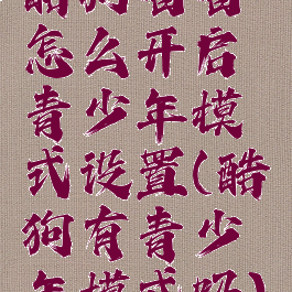 酷狗唱唱怎么开启青少年模式设置(酷狗有青少年模式吗)