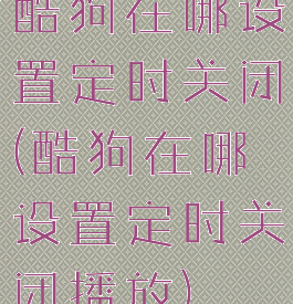 酷狗在哪设置定时关闭(酷狗在哪设置定时关闭播放)