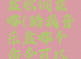 酷我音乐盒歌词在哪(酷我音乐盒哪个命令可以显示歌词)