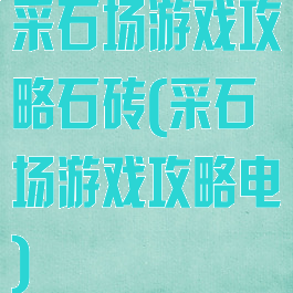 采石场游戏攻略石砖(采石场游戏攻略电)