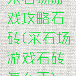 采石场游戏攻略石砖(采石场游戏石砖怎么弄)
