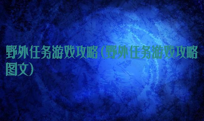 野外任务游戏攻略(野外任务游戏攻略图文)