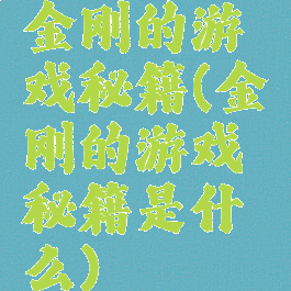 金刚的游戏秘籍(金刚的游戏秘籍是什么)