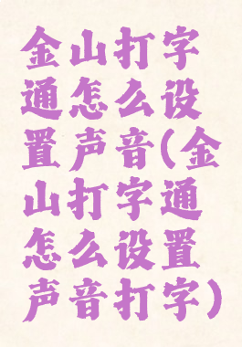 金山打字通怎么设置声音(金山打字通怎么设置声音打字)