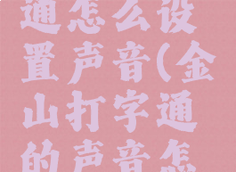 金山打字通怎么设置声音(金山打字通的声音怎么关)