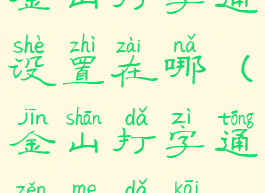 金山打字通设置在哪(金山打字通怎么打开)