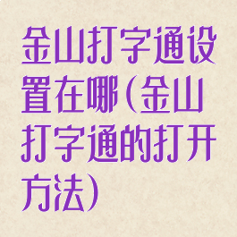 金山打字通设置在哪(金山打字通的打开方法)