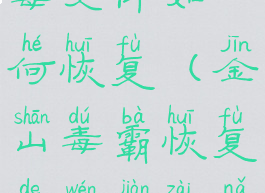 金山毒霸病毒文件如何恢复(金山毒霸恢复的文件在哪个文件夹)