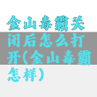 金山毒霸关闭后怎么打开(金山毒霸怎样)