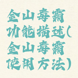 金山毒霸功能描述(金山毒霸使用方法)