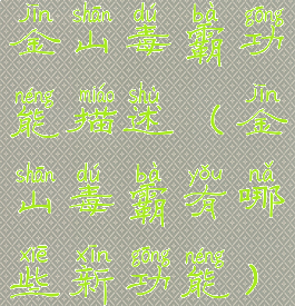 金山毒霸功能描述(金山毒霸有哪些新功能)