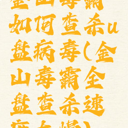 金山毒霸如何查杀u盘病毒(金山毒霸全盘查杀速度太慢)