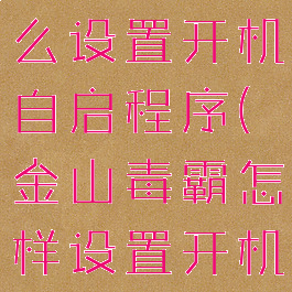 金山毒霸怎么设置开机自启程序(金山毒霸怎样设置开机启动项)