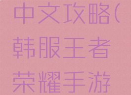 韩服王者荣耀手游中文攻略(韩服王者荣耀手游中文攻略下载)