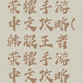 韩服王者荣耀手游中文攻略(韩服王者荣耀手游中文攻略视频)