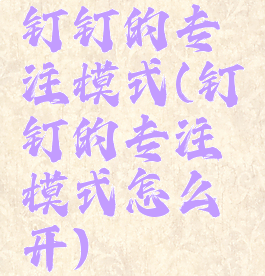 钉钉的专注模式(钉钉的专注模式怎么开)