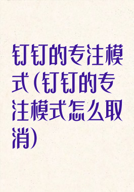 钉钉的专注模式(钉钉的专注模式怎么取消)