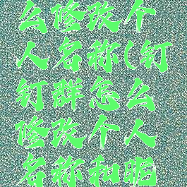 钉钉群怎么修改个人名称(钉钉群怎么修改个人名称和昵称)