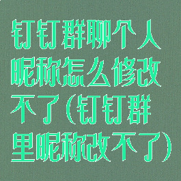 钉钉群聊个人昵称怎么修改不了(钉钉群里昵称改不了)