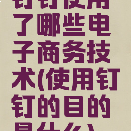 钉钉使用了哪些电子商务技术(使用钉钉的目的是什么)