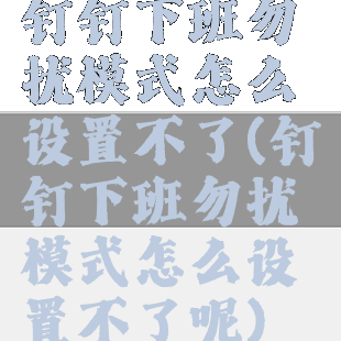 钉钉下班勿扰模式怎么设置不了(钉钉下班勿扰模式怎么设置不了呢)