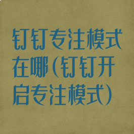 钉钉专注模式在哪(钉钉开启专注模式)