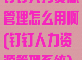 钉钉人力资源管理怎么用啊(钉钉人力资源管理系统)