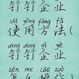 钉钉企业使用方法(钉钉企业怎么操作)