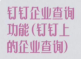 钉钉企业查询功能(钉钉上的企业查询)