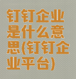 钉钉企业是什么意思(钉钉企业平台)