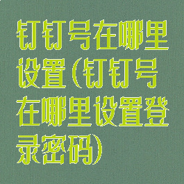 钉钉号在哪里设置(钉钉号在哪里设置登录密码)