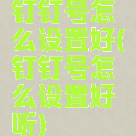 钉钉号怎么设置好(钉钉号怎么设置好听)