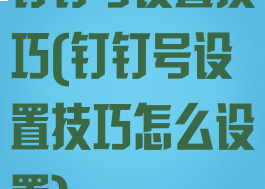 钉钉号设置技巧(钉钉号设置技巧怎么设置)
