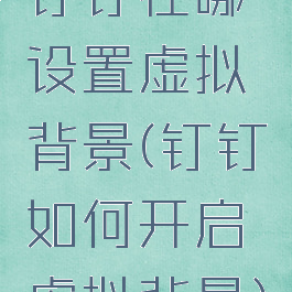 钉钉在哪设置虚拟背景(钉钉如何开启虚拟背景)