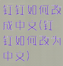 钉钉如何改成中文(钉钉如何改为中文)