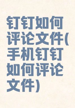 钉钉如何评论文件(手机钉钉如何评论文件)