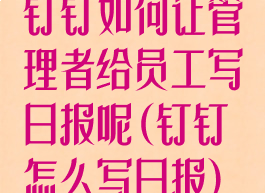 钉钉如何让管理者给员工写日报呢(钉钉怎么写日报)