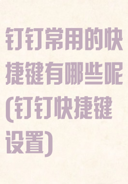 钉钉常用的快捷键有哪些呢(钉钉快捷键设置)