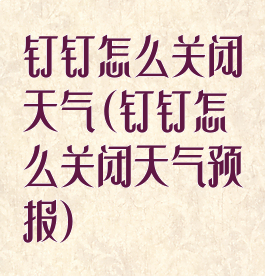 钉钉怎么关闭天气(钉钉怎么关闭天气预报)
