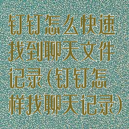 钉钉怎么快速找到聊天文件记录(钉钉怎样找聊天记录)