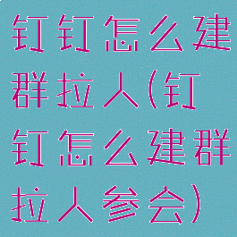 钉钉怎么建群拉人(钉钉怎么建群拉人参会)