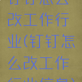 钉钉怎么改工作行业(钉钉怎么改工作行业信息)