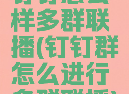 钉钉怎么样多群联播(钉钉群怎么进行多群联播)