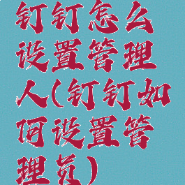 钉钉怎么设置管理人(钉钉如何设置管理员)