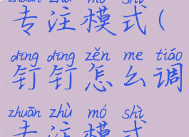 钉钉怎么调专注模式(钉钉怎么调专注模式视频)