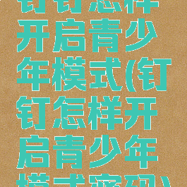 钉钉怎样开启青少年模式(钉钉怎样开启青少年模式密码)