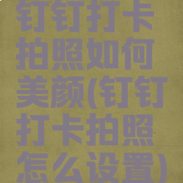 钉钉打卡拍照如何美颜(钉钉打卡拍照怎么设置)